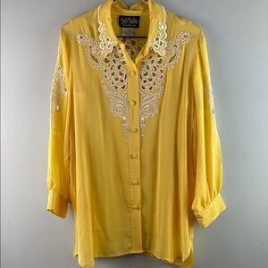 2 Piece Bob Mackie Silk Blouse with Embroidered Detail Size M